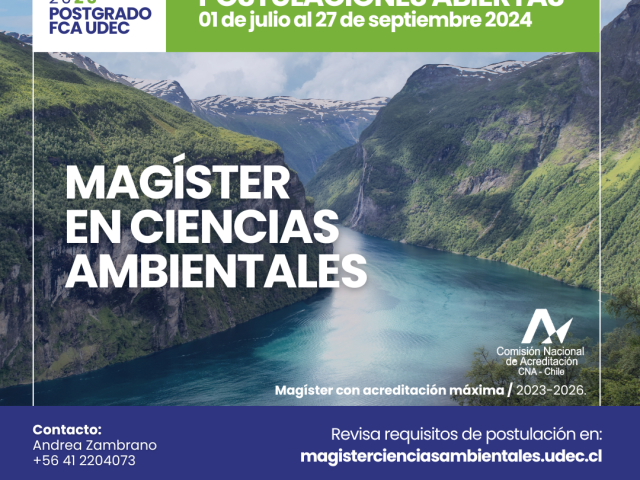 Postulaciones abiertas para el Magíster en Ciencias Ambientales