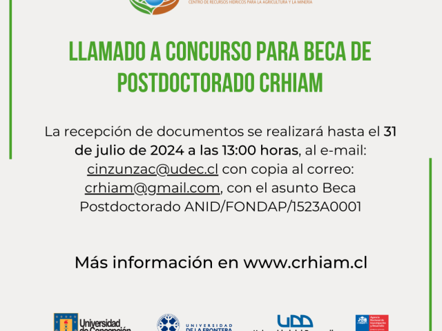 CRHIAM ABRE SEGUNDO LLAMADO A BECA POSTDOCTORAL 2024