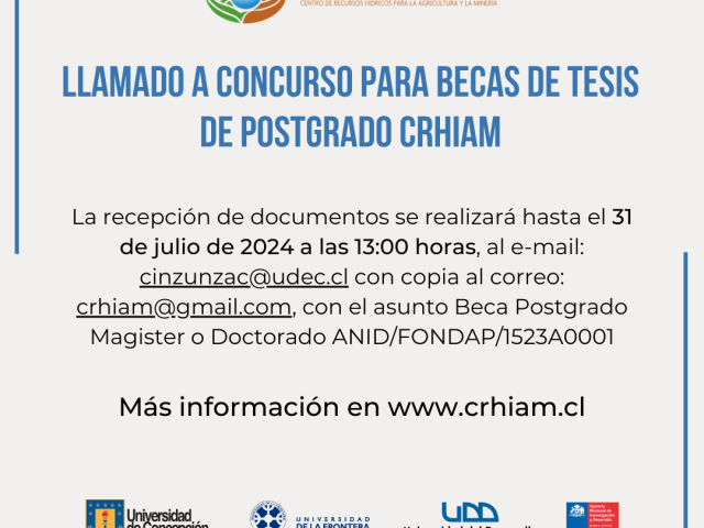 CRHIAM ABRE TERCER LLAMADO A BECAS DE POSTGRADO 2024