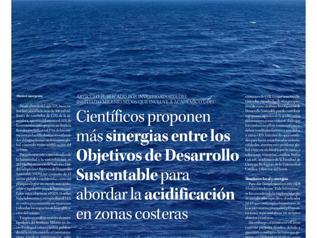 Científicos proponen más sinergias entre los Objetivos de Desarrollo Sustentable para abordar la acidificación en zonas costeras