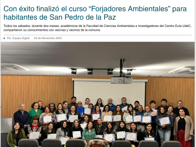 Con éxito finalizó el curso «Forjadores Ambientales» para habitantes de San Pedro de la Paz