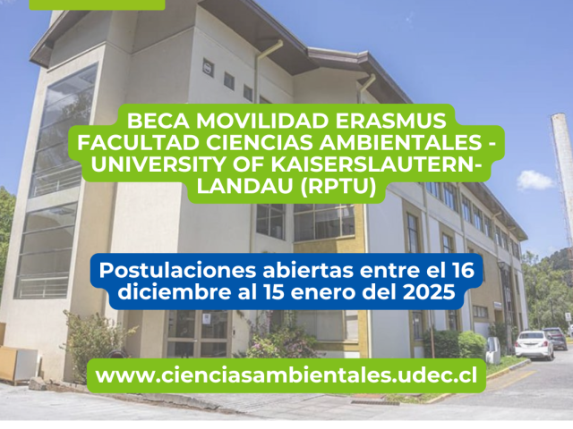 BECA MOVILIDAD ERASMUS FACULTAD CIENCIAS AMBIENTALES – UNIVERSITY OF KAISERSLAUTERN-LANDAU (RPTU)