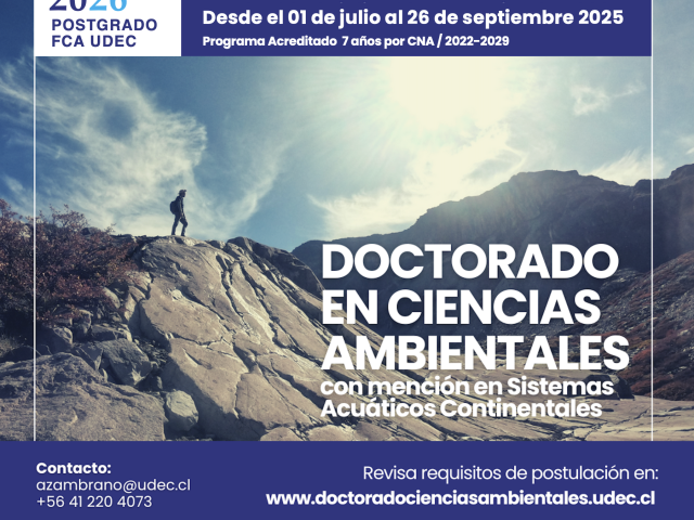 Postulaciones Abiertas al Doctorado de Ciencias Ambientales 2026