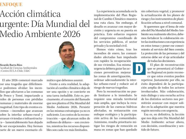 Acción climática urgente: Día Mundial del Medio Ambiente 2026